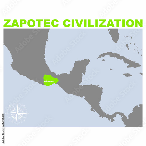 vector map with historic area of Zapotec civilization for your project photo
