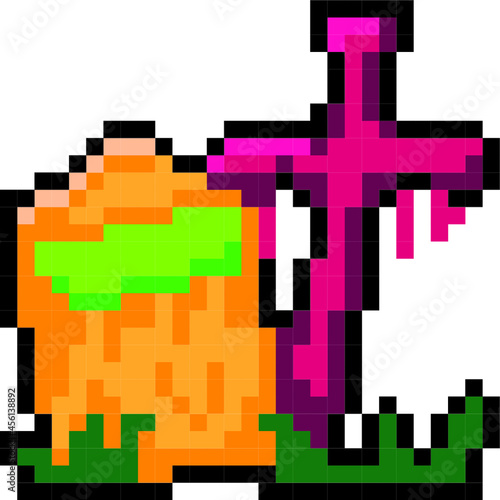 ドット絵・ハロウィン風の墓場
