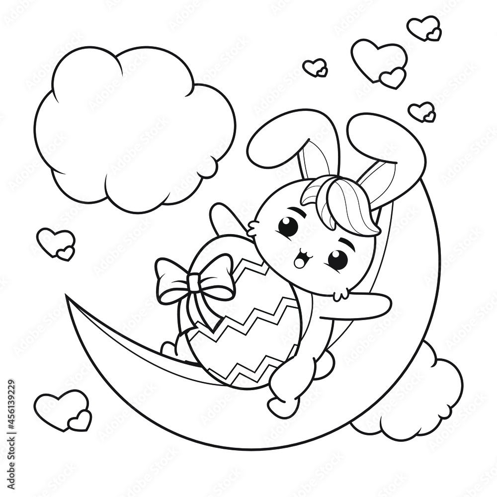 Coloring page Happy Easter with Bunny