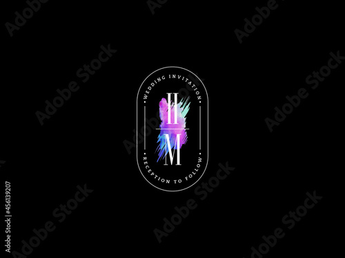 Letter HM Logo, Creative hm h m Logo Icon Vector for floral wedding, anniversary, celebration or fashion