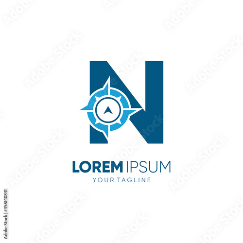 Letter N Compass Logo Design Vector Icon Graphic Emblem Illustration