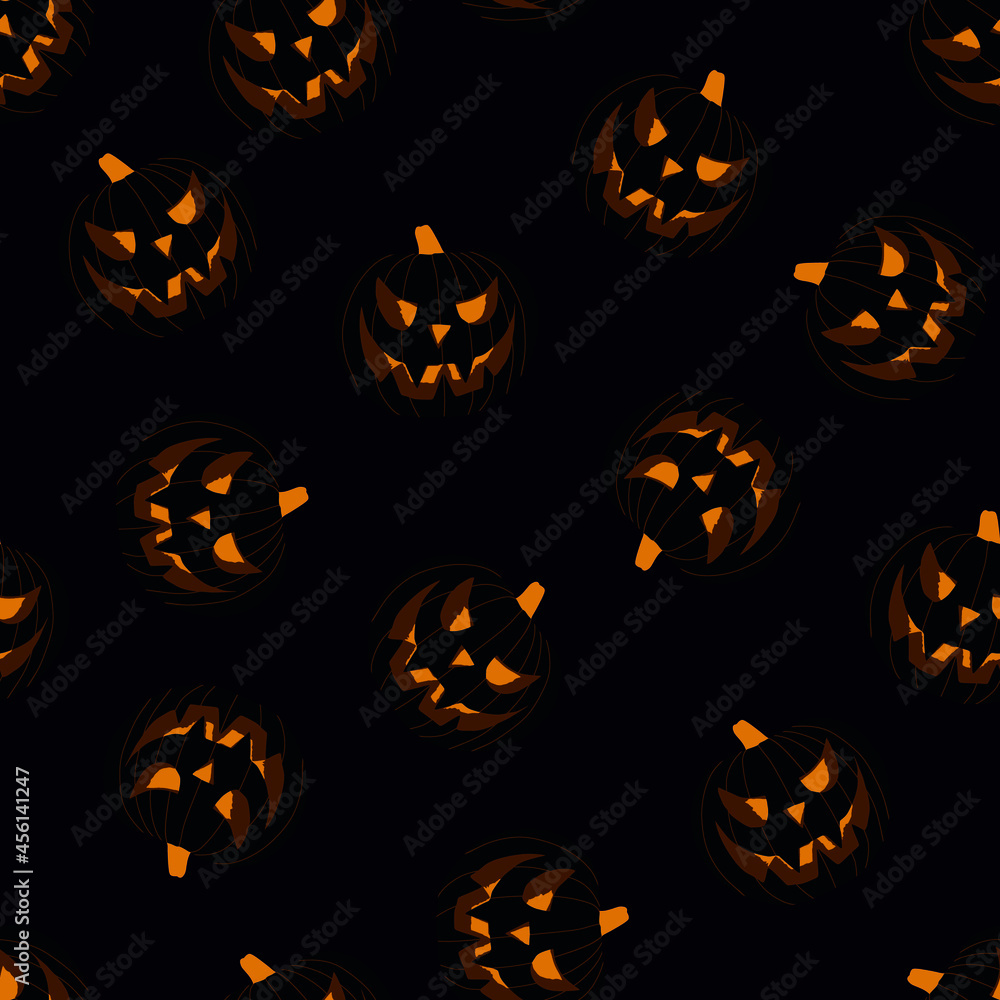 Autumn. Black background. Halloween. Pumpkins. A festive print for clothes. Autumn. Black background. Halloween. Pumpkins. A festive print for clothes.
