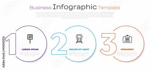 Set line Airport, High-speed train and Taxi driver license. Business infographic template. Vector