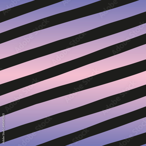 Halloween vector seamless pattern for glamorous wrapping, party decoration. Black diagonal stripes on pink and purple gradient background.