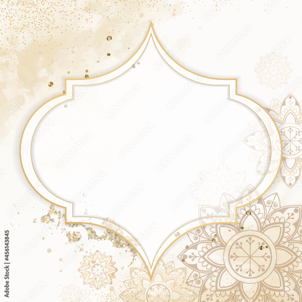 Gold frame on Diwali pattern background vector Stock Vector | Adobe Stock