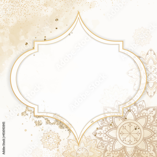 Gold frame on Diwali pattern background vector