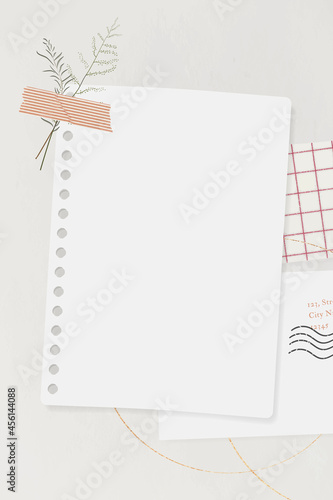 Blank paper with washi tape template vector