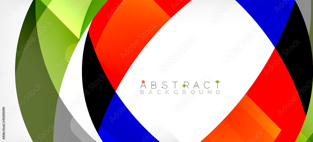 Geometric abstract background. Circle created with overlapping color shapes. Vector Illustration For Wallpaper, Banner, Background, Landing Page Geometric abstract background. Circle created with overlapping color shapes. Vector Illustration For Wallpaper, Banner, Background, Landing Page