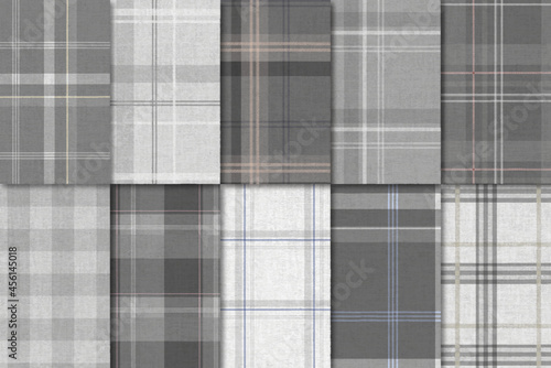 Gray plaid seamless patterned background vector set photo