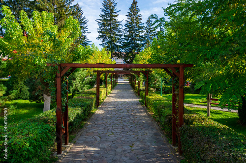 The central park of Targu Ocna, Bacau, Romania photo