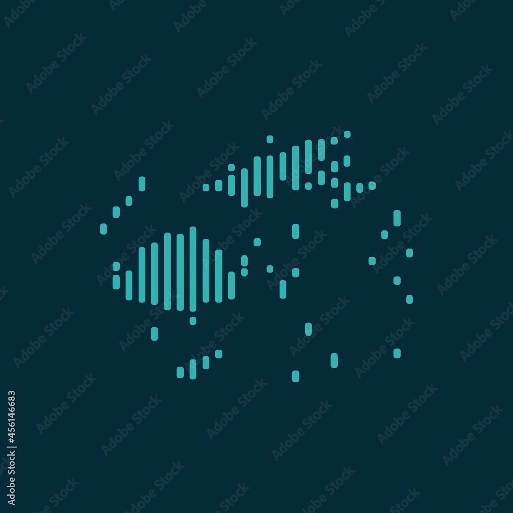 Vector abstract map of Fiji with blue straight rounded lines isolated on a indigo background. Vector abstract map of Fiji with blue straight rounded lines isolated on a indigo background.