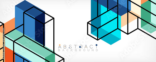 Abstract background. 3d cubes, cubic elements and blocks. Techno or business concept for wallpaper, banner, background, landing page
