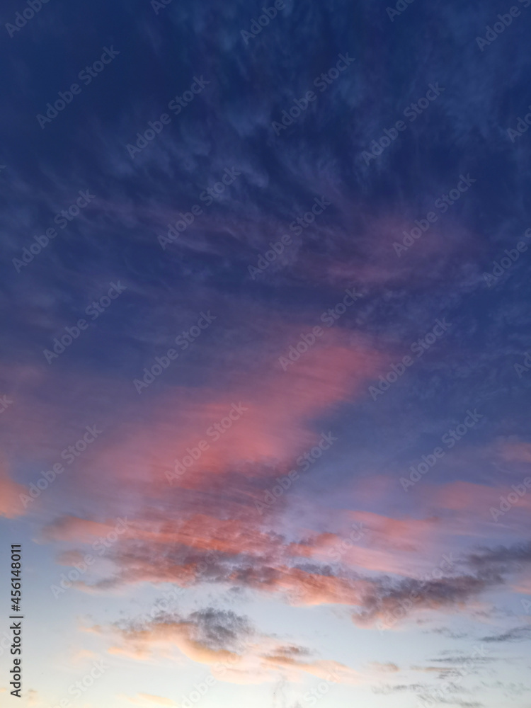 Colorful clouds on sunset sky