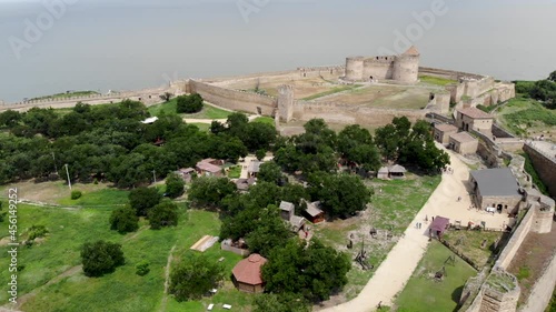 View from a drone of Belgorod-Dnestrovskaya fortress. Akerman fortress filmed on a drone in Ukraine on the banks of the Dniester estuary. One of the largest fortresses in Eastern Europe. photo