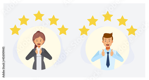 people making good sign, shows gesture cool.review rating and feedback concept.Flat vector 2D cartoon character illustration.