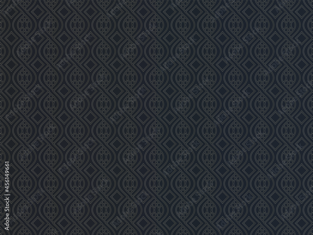 Endless Abstract Geometric Pattern Background In Black And Golden Color. Endless Abstract Geometric Pattern Background In Black And Golden Color.