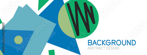 Abstract background. Blocks, lines, triangles, circles composition. Techno or business concept for wallpaper, banner, background, landing page