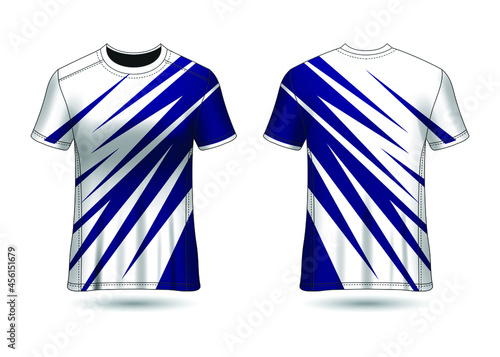 T-Shirt Sport Design. Racing jersey for club. uniform front and back view.