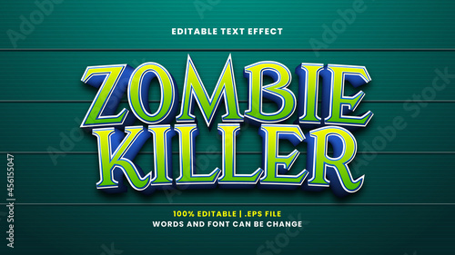 Zombie killer editable text effect in modern 3d style