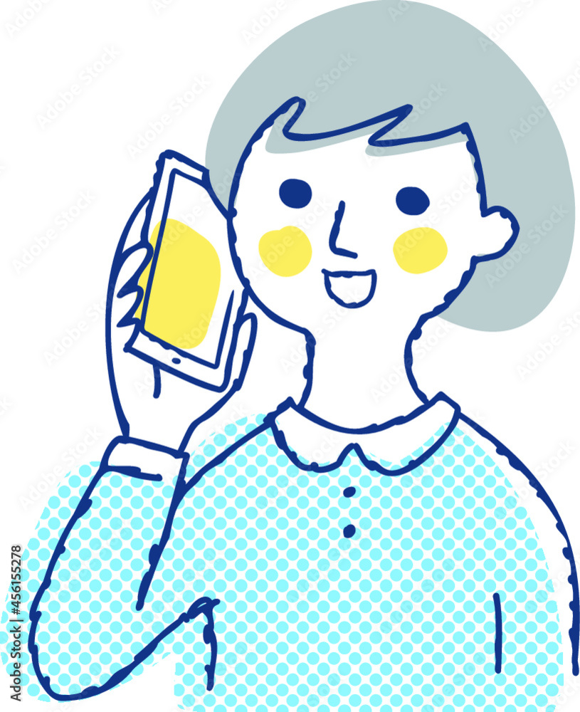 スマートフォンで電話をかけている女性 スマートフォンで電話をかけている女性