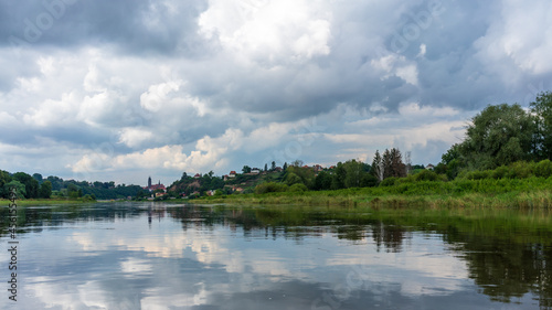 Meissen, Germany - August 04 2021: View from the Elbe river at Meissen and the Albrechtsburg