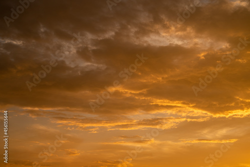 Fototapeta Naklejka Na Ścianę i Meble -  Sunset sky with orange clouds. Nature background.