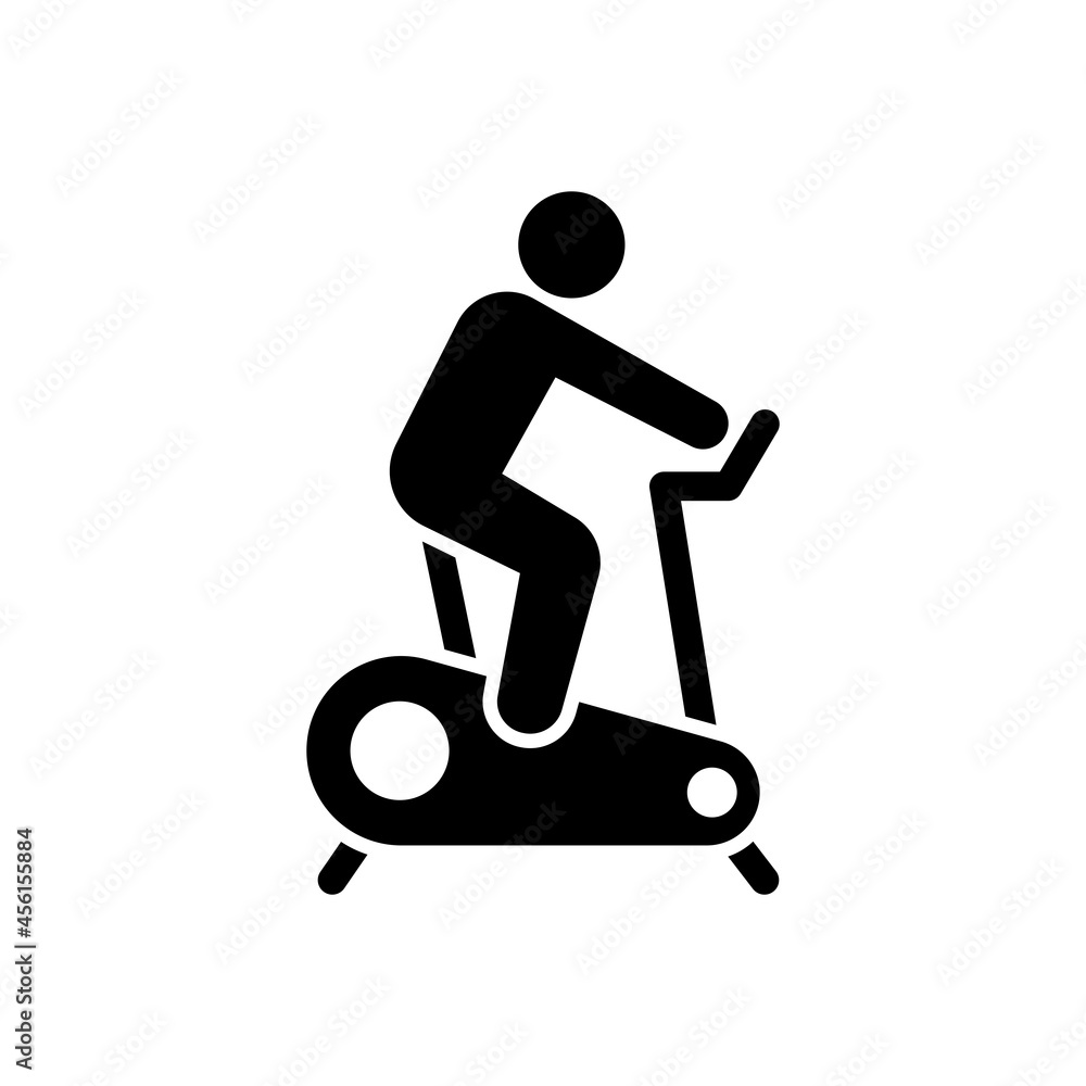 Indoor cycling icon, Stationary bicycle sign, Pictogram exercise bike, Workout symbol, Healthy cardio concept, Vector illustration Indoor cycling icon, Stationary bicycle sign, Pictogram exercise bike, Workout symbol, Healthy cardio concept, Vector illustration