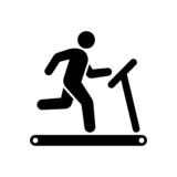 Running man on Treadmill icon, Pictogram exercise, Workout symbol, Healthy cardio concept, Vector illustration