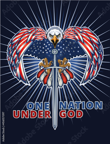 American Redoubtable  Eagle with USA flags