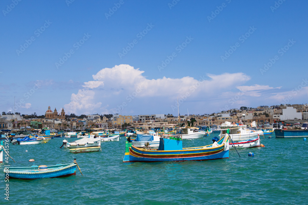 Boote im Fischerdorf  in Marsaxlokk, Malta