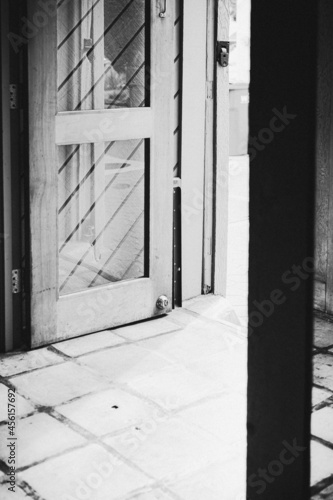 black and white door