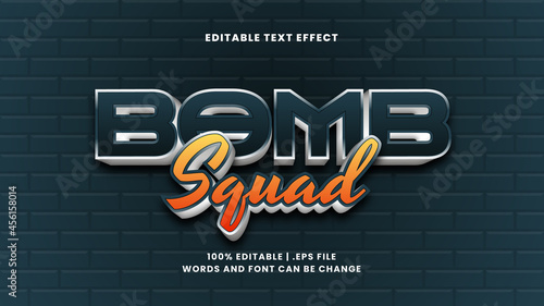 Bomb squad editable text effect in modern 3d style