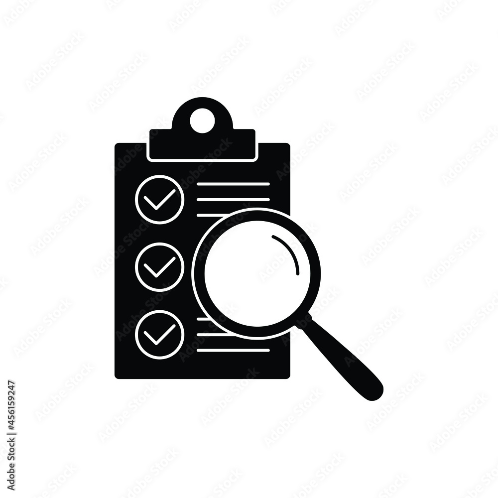 clipboard with checklist icon and search icon vector check mark sign clipboard with checklist icon and search icon vector check mark sign