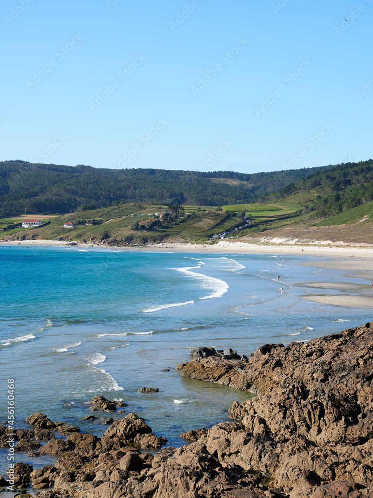 Nemiña beach in Atlantic Galician Coast, Spain. This beach of northern Spain is known for its unspoiled coastline and surfing waves.