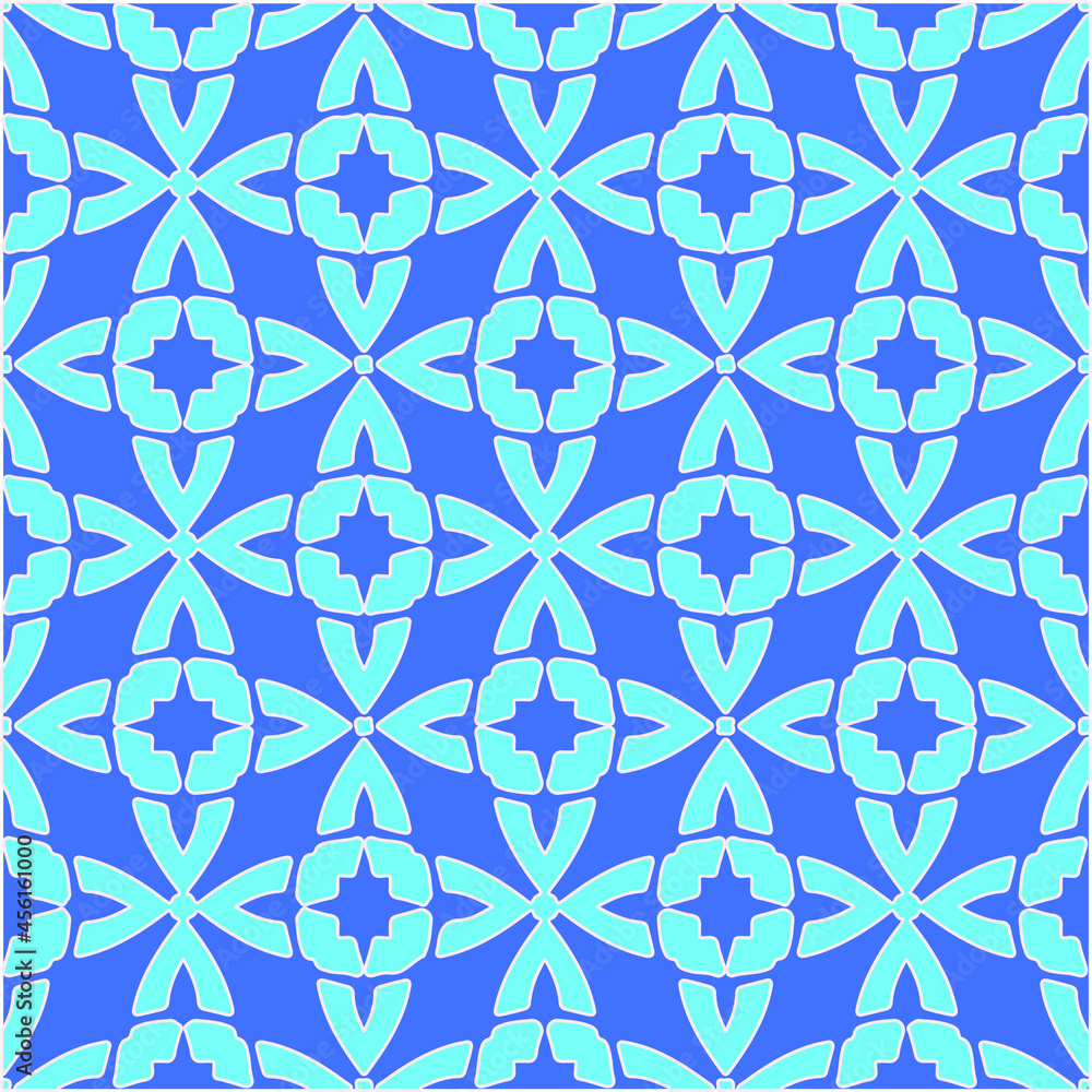 Fototapeta premium Geometric vector pattern with azure and blue color. simple ornament for wallpapers and backgrounds.