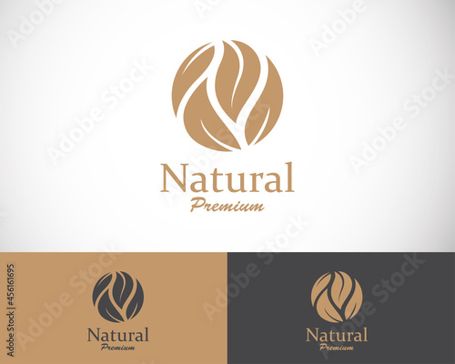 nature logo creative leave circle emblem brand design template