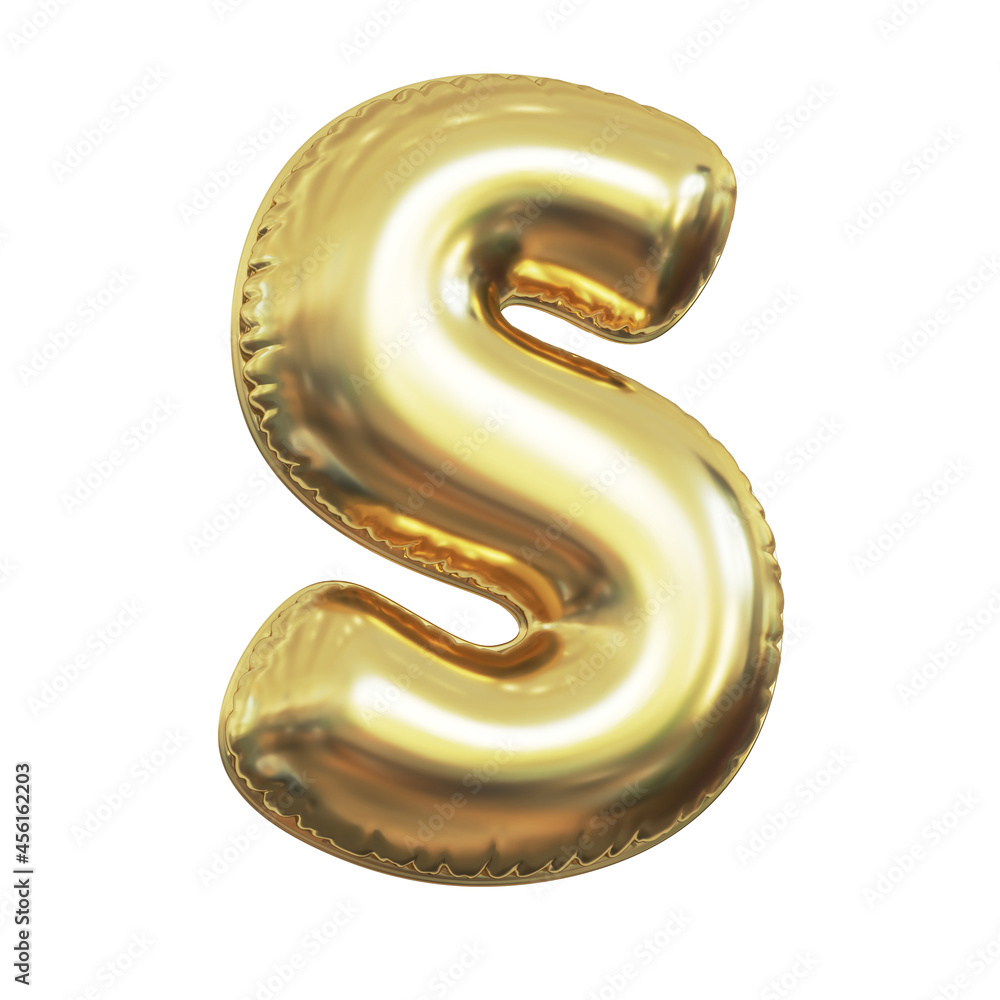 Pink metallic balloon font 3d rendering, letter S Pink metallic balloon font 3d rendering, letter S