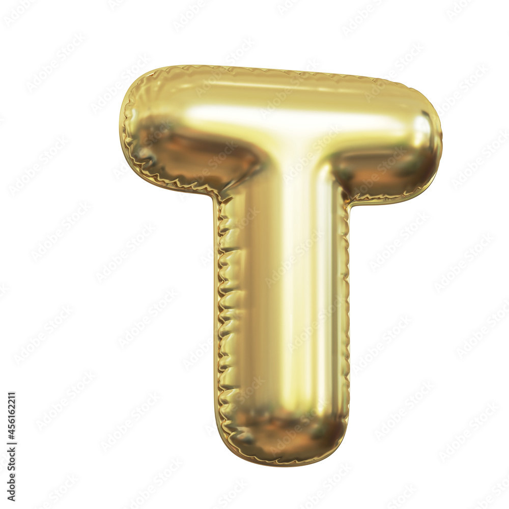 Pink metallic balloon font 3d rendering, letter T Pink metallic balloon font 3d rendering, letter T