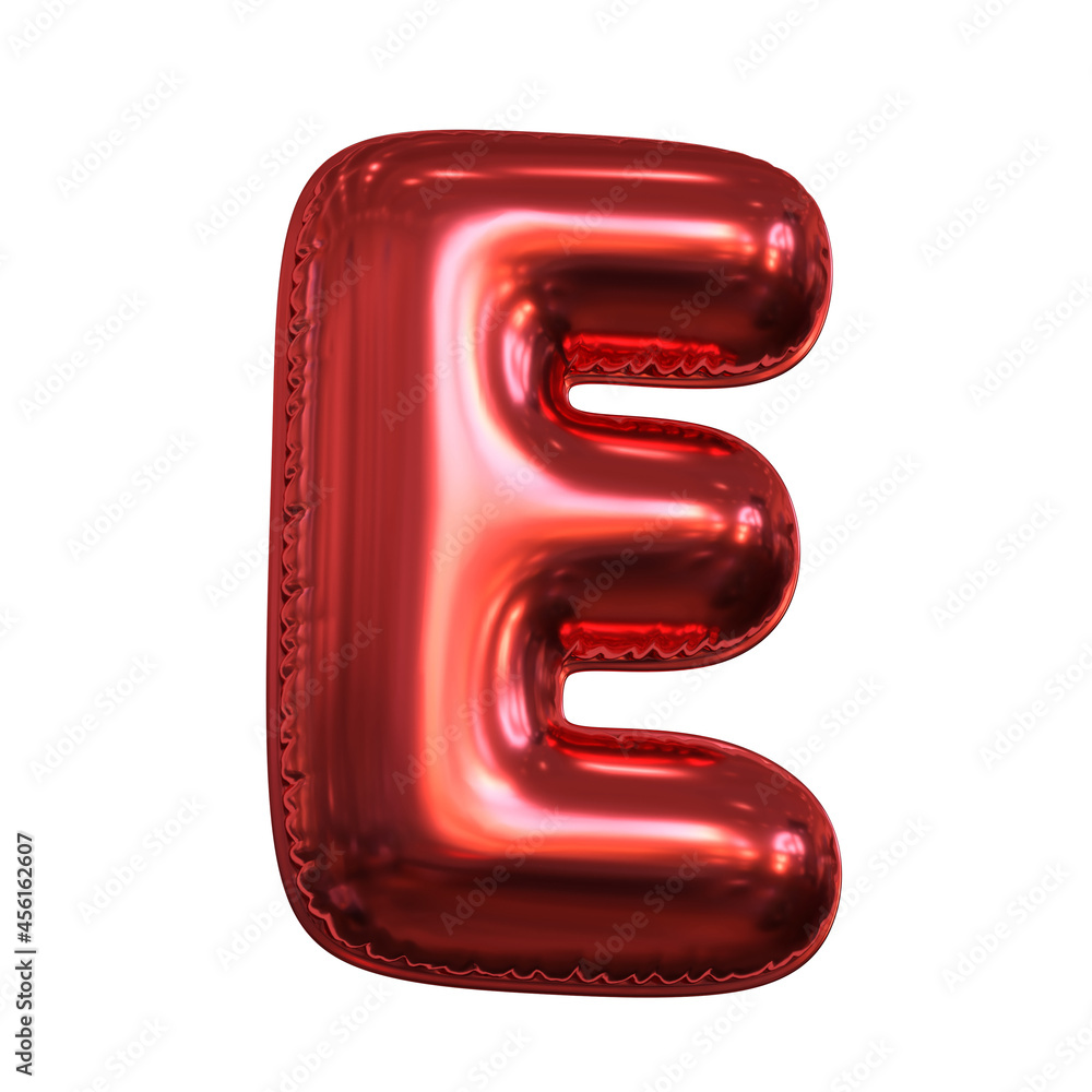 Pink metallic balloon font 3d rendering, letter E Pink metallic balloon font 3d rendering, letter E