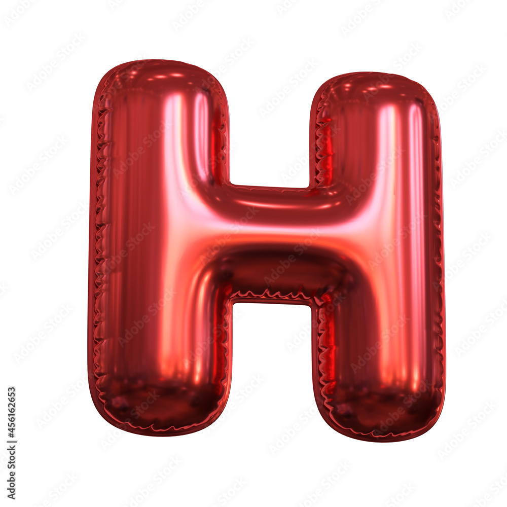 Pink metallic balloon font 3d rendering, letter H Pink metallic balloon font 3d rendering, letter H
