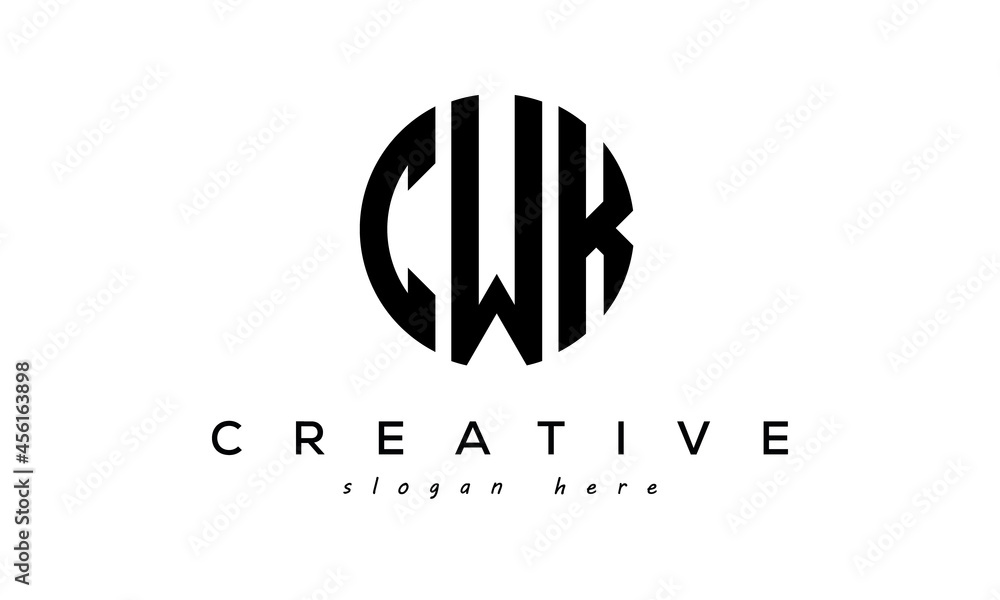 Letter CWK creative circle logo design vector - obrazy, fototapety, plakaty 