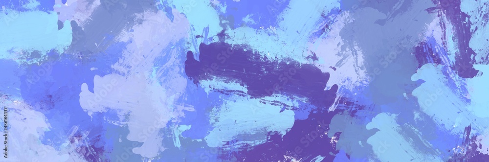 Abstract painting art with purple and blue oil paint brush for presentation, website background, banner, wall decoration, or t-shirt design