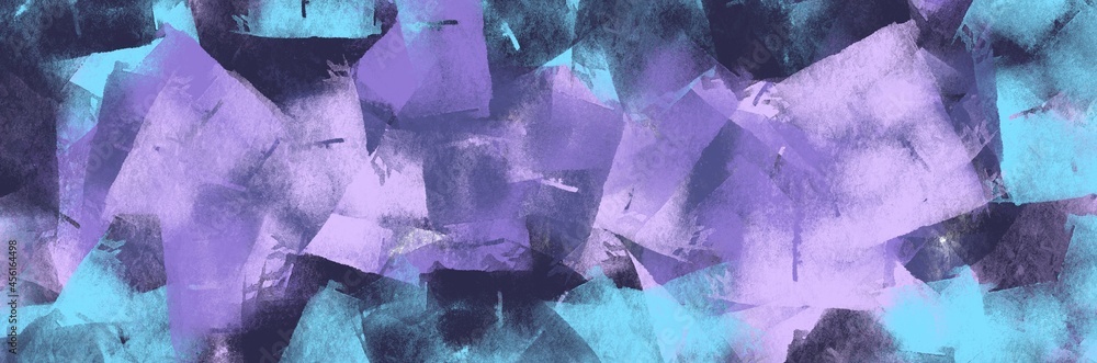 Abstract painting art with purple, blue, and dark blue paint brush for presentation, website background, banner, wall decoration, or t-shirt design