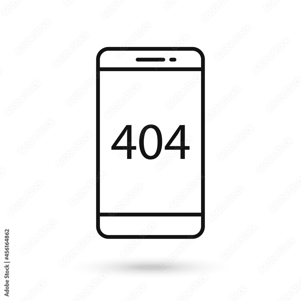 Mobile phone flat design icon with not found 404 sign. Mobile phone flat design icon with not found 404 sign.