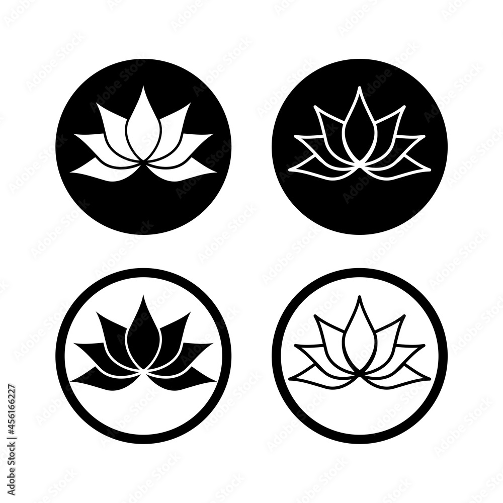 Lotus, Lily Flower Icon. Spa icons button isolated on white background