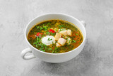Vegetable soup with chicken fillet