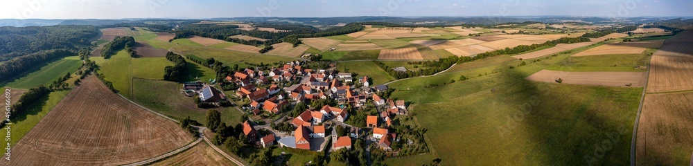 The village of Archfeld from above in Hesse 