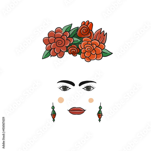 Frida, portrait of modern Mexican woman for your design photo