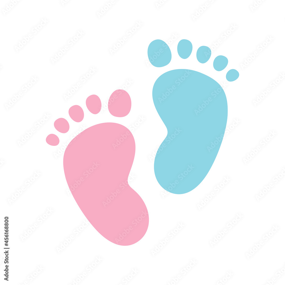 Pink and blue baby footprint icon set vector. Baby footprint icon isolated on a white background. Imprint of two human feet clip art Stock Vector | Adobe Stock