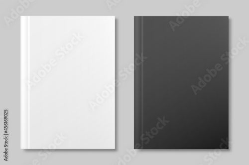 Realistic closed 3d white and black book. Vector illustration
